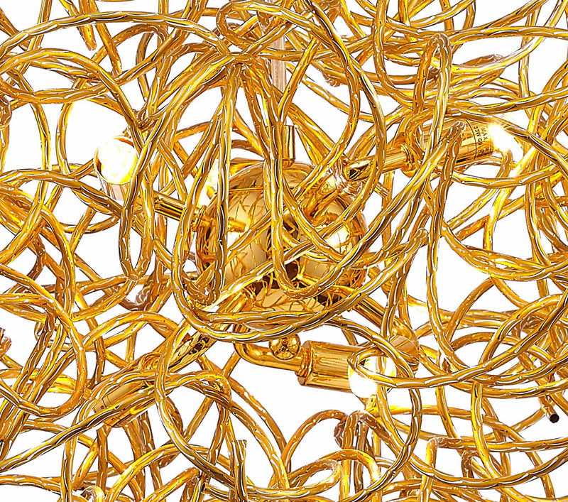 Deco Cassidy Pendant Round Interwinding Aluminium 6 Light G9 Gold • D0091