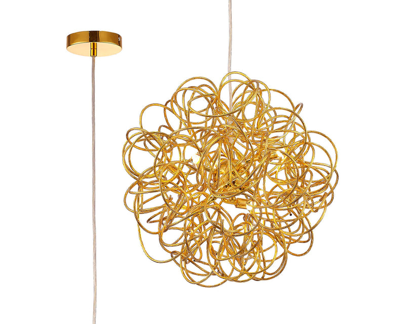 Deco Cassidy Pendant Round Interwinding Aluminium 6 Light G9 Gold • D0091