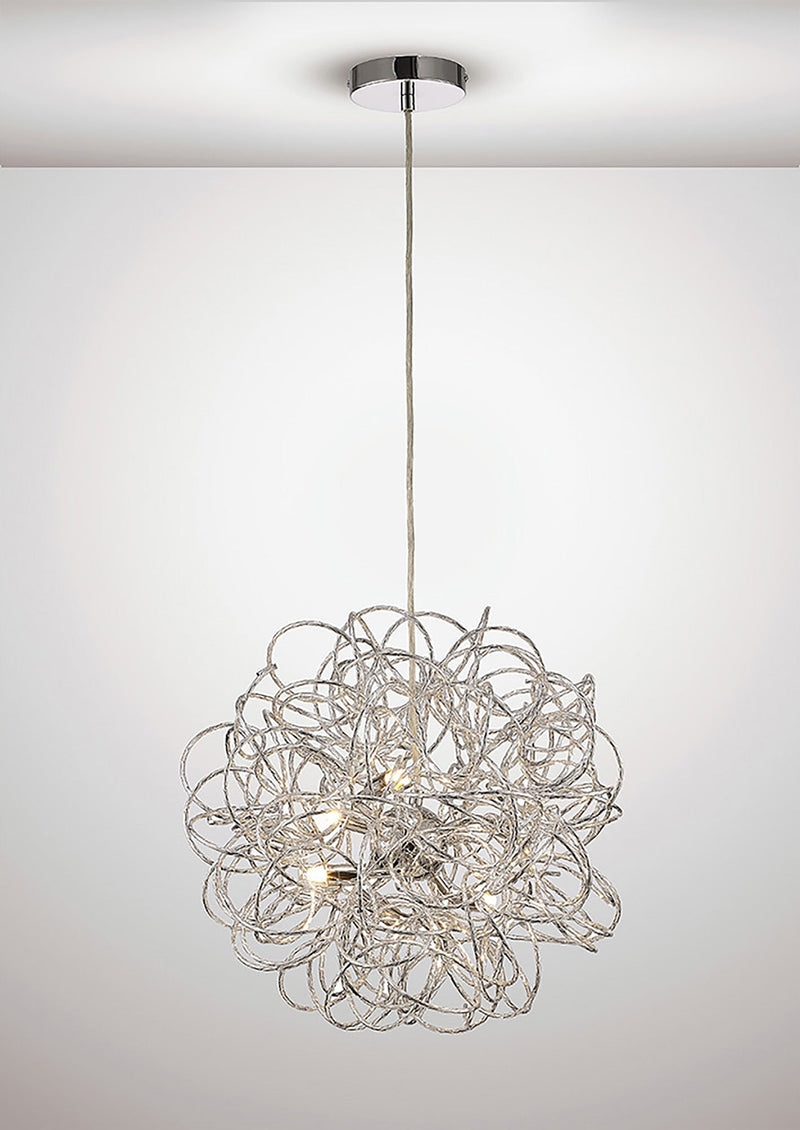 Deco Cassidy Pendant Round Interwinding Aluminium 6 Light G9 Silver/Chrome • D0092