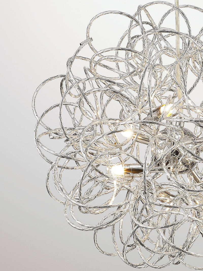 Deco Cassidy Pendant Round Interwinding Aluminium 6 Light G9 Silver/Chrome • D0092