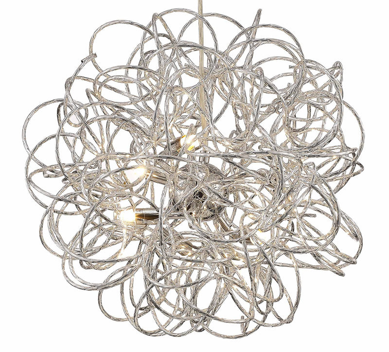 Deco Cassidy Pendant Round Interwinding Aluminium 6 Light G9 Silver/Chrome • D0092