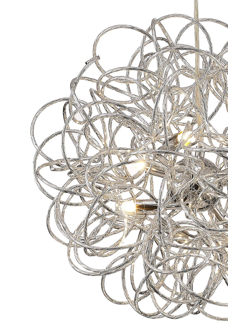 Deco Cassidy Pendant Round Interwinding Aluminium 6 Light G9 Silver/Chrome • D0092