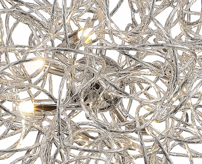 Deco Cassidy Pendant Round Interwinding Aluminium 6 Light G9 Silver/Chrome • D0092