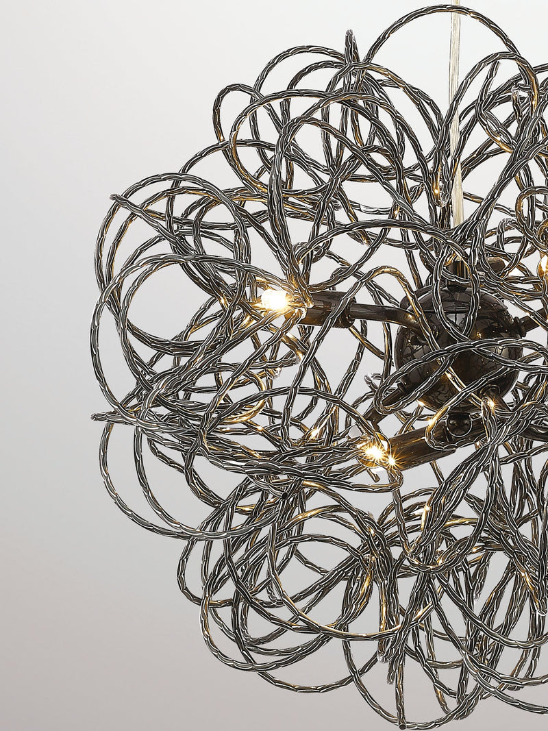 Deco Cassidy Pendant Round Interwinding Aluminium 6 Light G9 Black • D0093