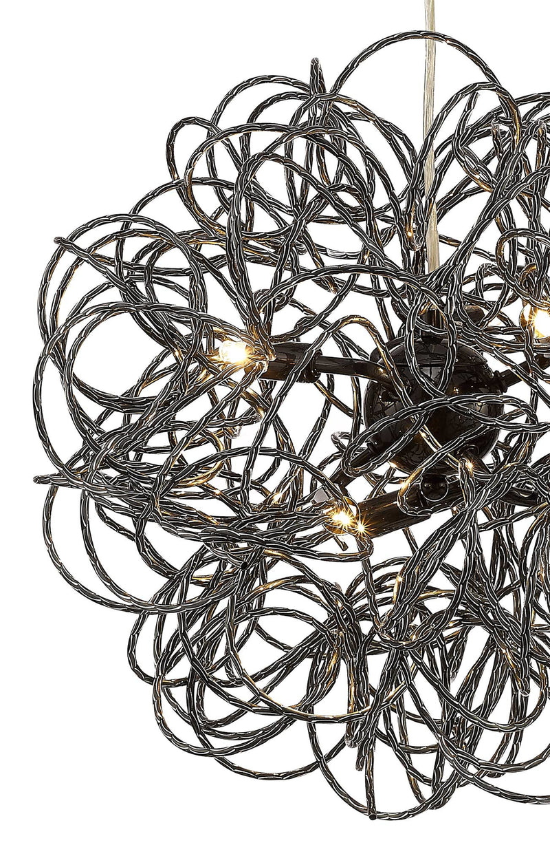 Deco Cassidy Pendant Round Interwinding Aluminium 6 Light G9 Black • D0093