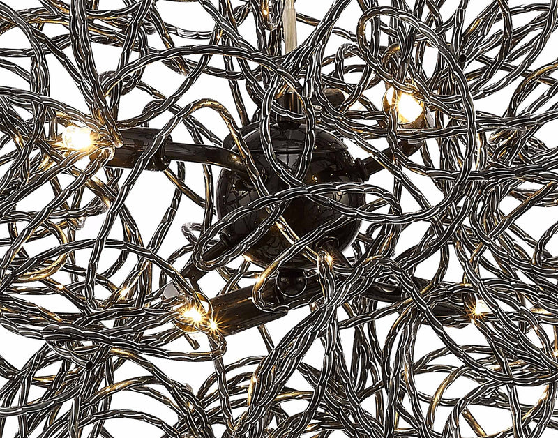 Deco Cassidy Pendant Round Interwinding Aluminium 6 Light G9 Black • D0093