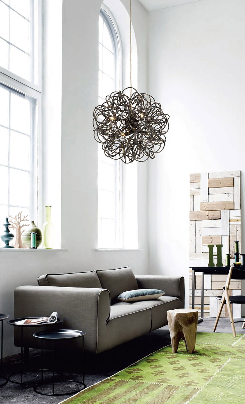 Deco Cassidy Pendant Round Interwinding Aluminium 6 Light G9 Silver/Chrome • D0092