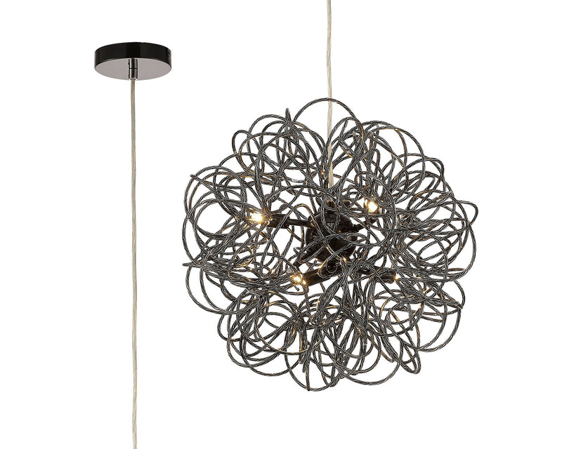 Deco Cassidy Pendant Round Interwinding Aluminium 6 Light G9 Black • D0093