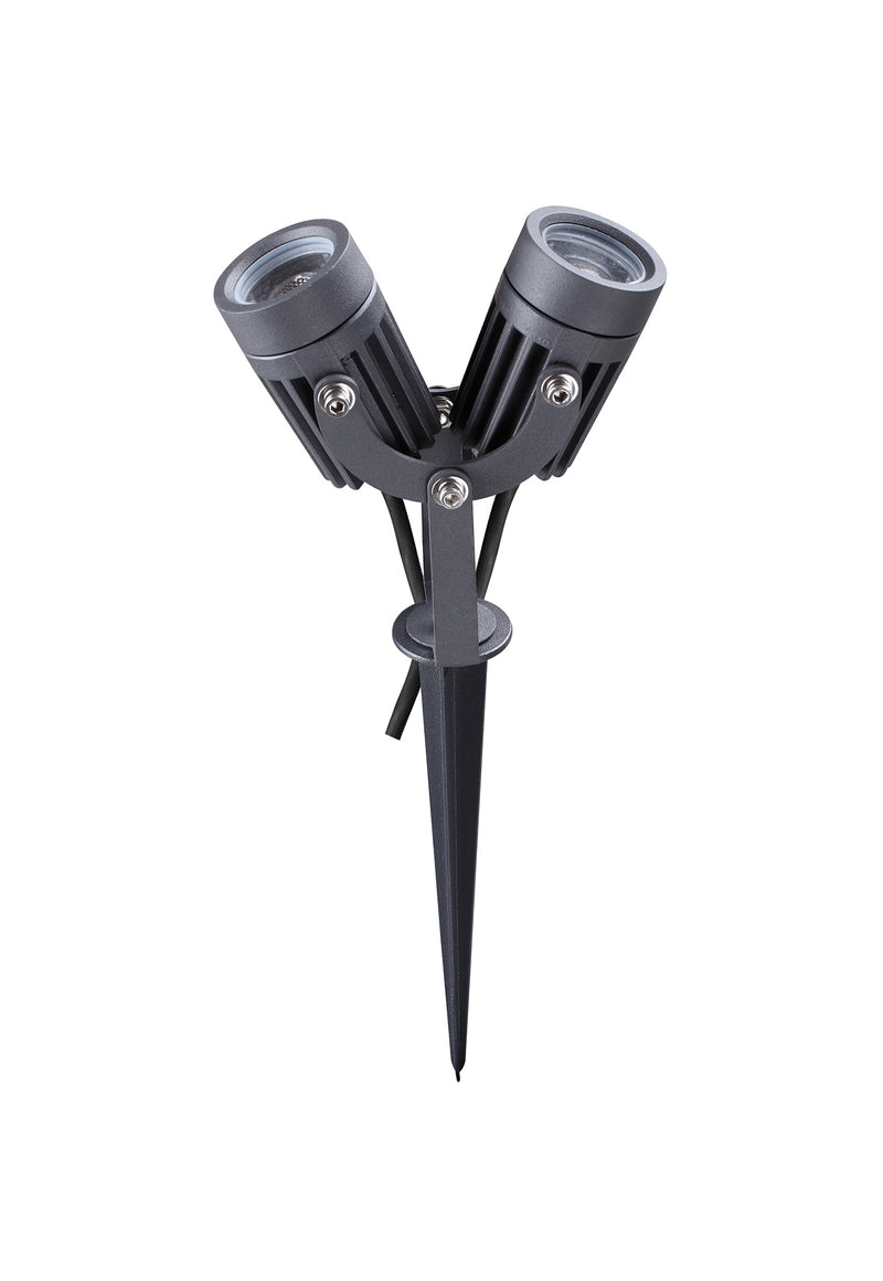 Regal Lighting SL-1491 2 Light LED Outdoor Spike Light Grey & Black IP65