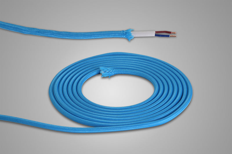 Deco Cavo 1m Blue Braided 2 Core 0.75mm Cable VDE Approved (qty ordered will be supplied as one continuous length) • D0196