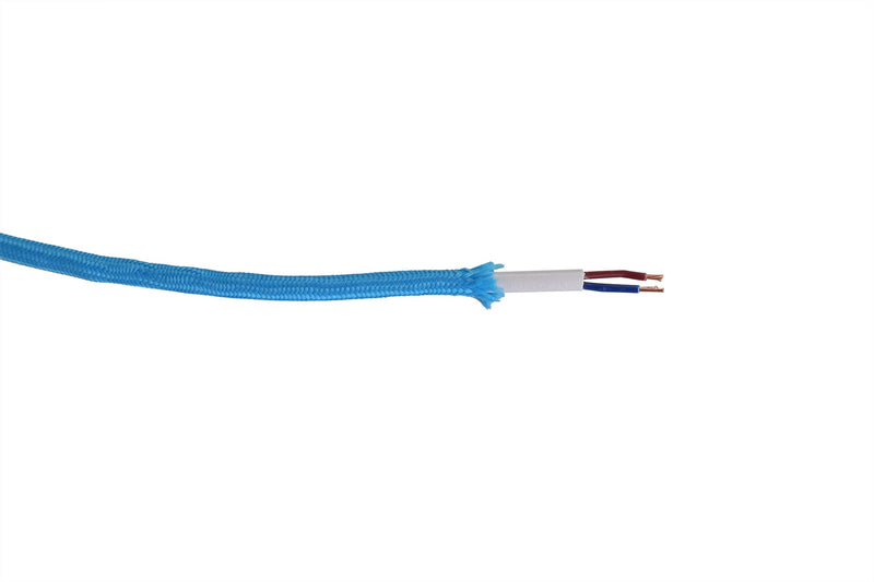 Deco Cavo 1m Blue Braided 2 Core 0.75mm Cable VDE Approved (qty ordered will be supplied as one continuous length) • D0196