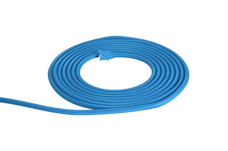 Deco Cavo 1m Blue Braided 2 Core 0.75mm Cable VDE Approved (qty ordered will be supplied as one continuous length) • D0196