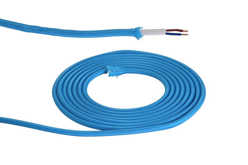 Deco Cavo 1m Blue Braided 2 Core 0.75mm Cable VDE Approved (qty ordered will be supplied as one continuous length) • D0196