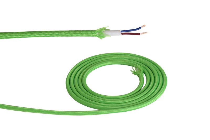 Deco Cavo 1m Lime Green Braided 2 Core 0.75mm Cable VDE Approved (qty ordered will be supplied as one continuous length) • D0197