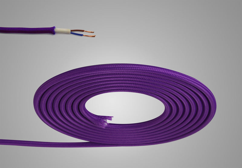 Deco Cavo 1m Purple Braided 2 Core 0.75mm Cable VDE Approved (qty ordered will be supplied as one continuous length) • D0198