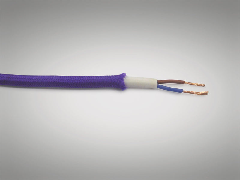 Deco Cavo 1m Purple Braided 2 Core 0.75mm Cable VDE Approved (qty ordered will be supplied as one continuous length) • D0198