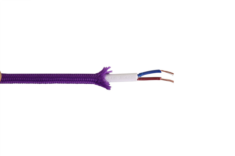 Deco Cavo 1m Purple Braided 2 Core 0.75mm Cable VDE Approved (qty ordered will be supplied as one continuous length) • D0198