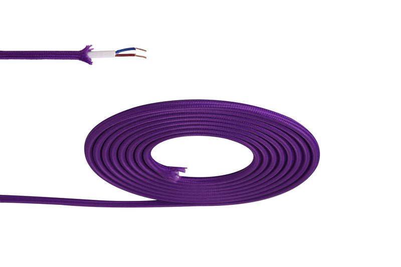 Deco Cavo 1m Purple Braided 2 Core 0.75mm Cable VDE Approved (qty ordered will be supplied as one continuous length) • D0198