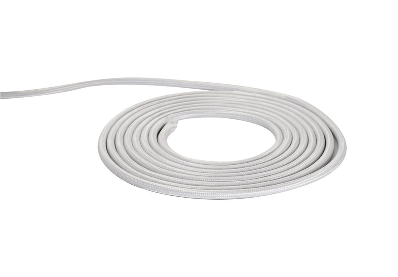 Deco Cavo 1m White Braided 2 Core 0.75mm Cable VDE Approved (qty ordered will be supplied as one continuous length) • D0199
