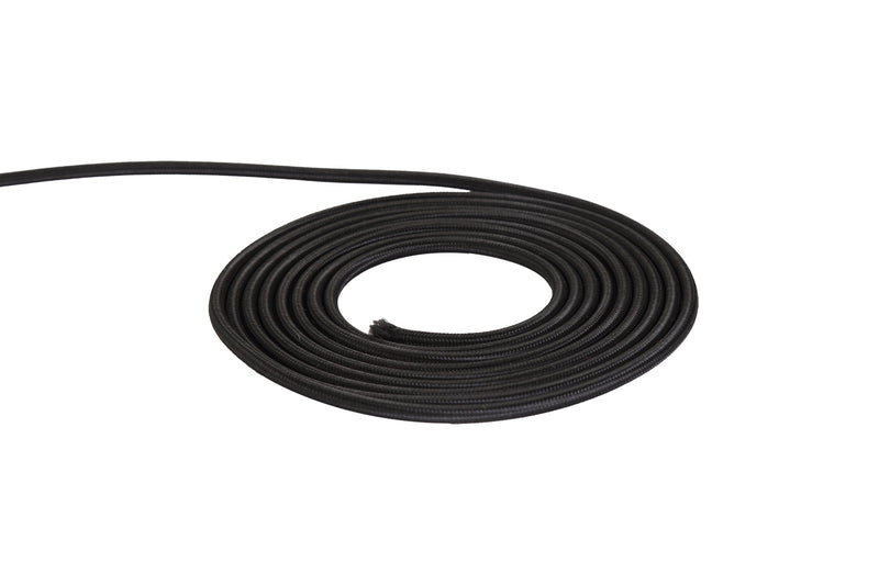 Deco Cavo 1m Black Braided 2 Core 0.75mm Cable VDE Approved (qty ordered will be supplied as one continuous length) • D0200