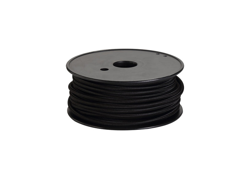 Deco Cavo 1m Black Braided 2 Core 0.75mm Cable VDE Approved (qty ordered will be supplied as one continuous length) • D0200