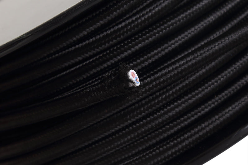 Deco Cavo 1m Black Braided 2 Core 0.75mm Cable VDE Approved (qty ordered will be supplied as one continuous length) • D0200