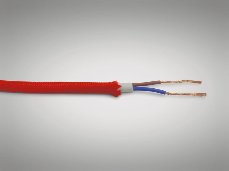 Deco Cavo 1m Red Braided 2 Core 0.75mm Cable VDE Approved (qty ordered will be supplied as one continuous length) • D0201