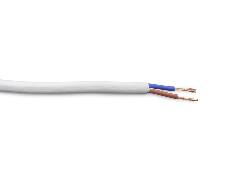 Deco Cavo 1m White PVC 2 Core 0.75mm Cable VDE Approved (qty ordered will be supplied as one continuous length) • D0204