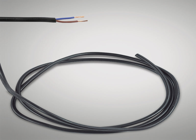 Deco Cavo 1m Black PVC 2 Core 0.75mm Cable VDE Approved (qty ordered will be supplied as one continuous length) • D0205