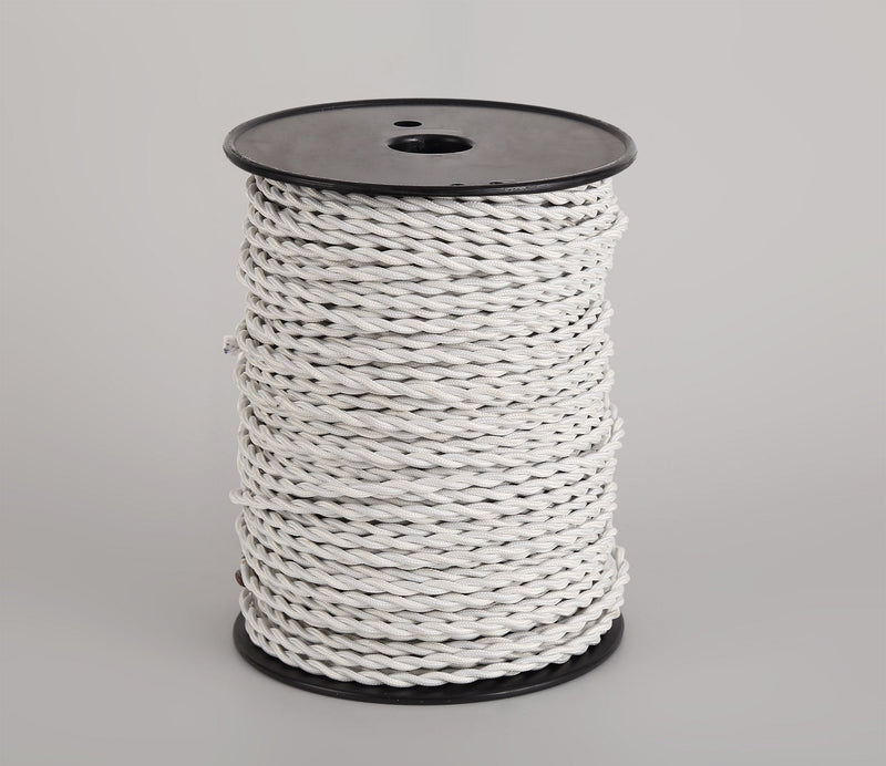 Deco Cavo 1m Cream Braided Twisted 2 Core 0.75mm Cable VDE Approved (qty ordered will be supplied as one continuous length) • D0243