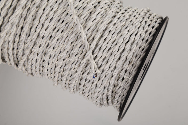 Deco Cavo 1m Cream Braided Twisted 2 Core 0.75mm Cable VDE Approved (qty ordered will be supplied as one continuous length) • D0243