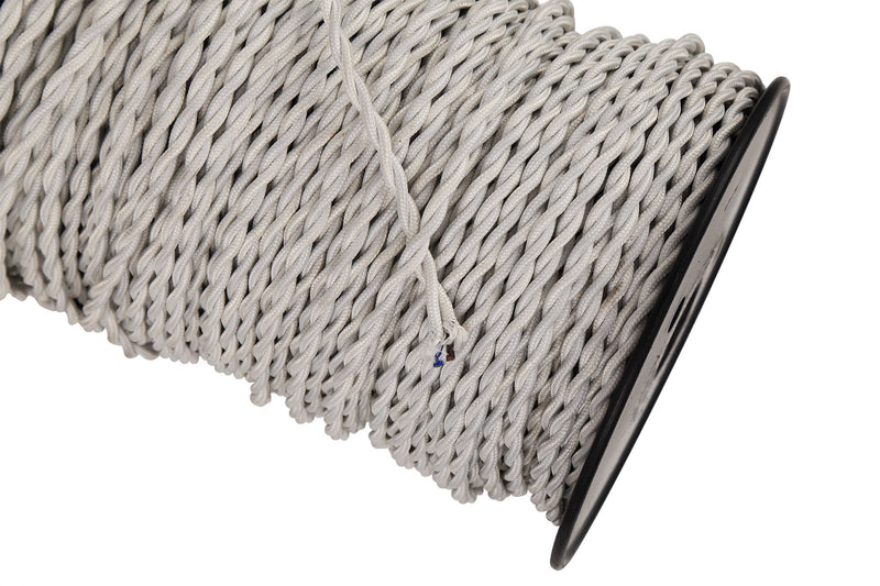 Deco Cavo 1m Cream Braided Twisted 2 Core 0.75mm Cable VDE Approved (qty ordered will be supplied as one continuous length) • D0243