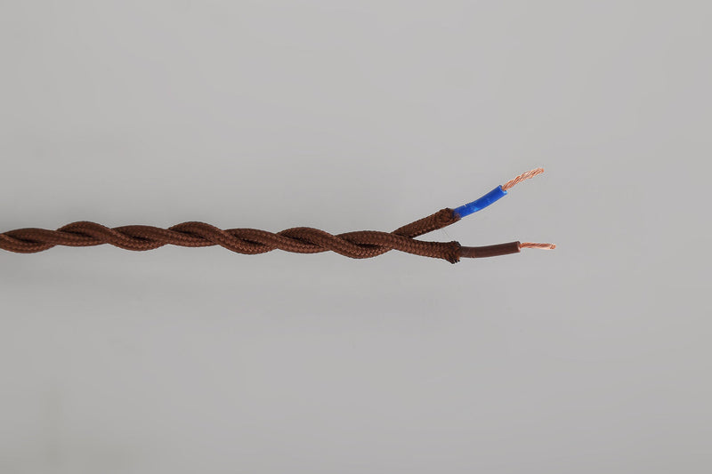 Deco Cavo 1m Brown Braided Twisted 2 Core 0.75mm Cable VDE Approved (qty ordered will be supplied as one continuous length) • D0244