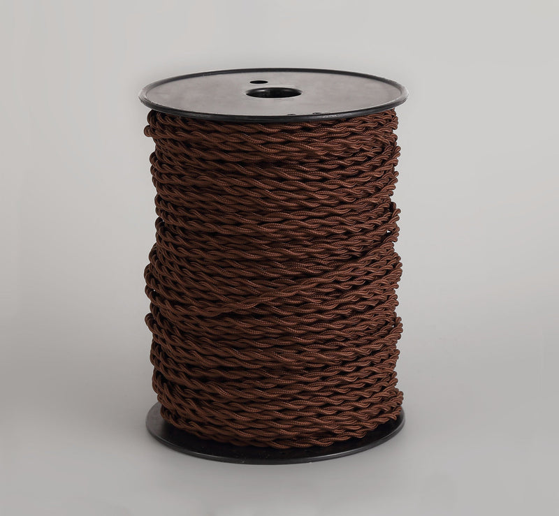 Deco Cavo 1m Brown Braided Twisted 2 Core 0.75mm Cable VDE Approved (qty ordered will be supplied as one continuous length) • D0244