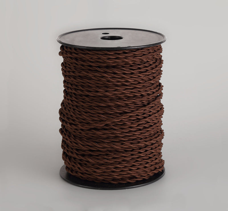 Deco Cavo 1m Brown Braided Twisted 2 Core 0.75mm Cable VDE Approved (qty ordered will be supplied as one continuous length) • D0244