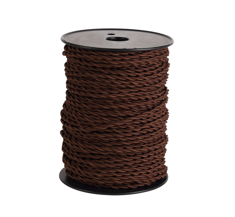 Deco Cavo 1m Brown Braided Twisted 2 Core 0.75mm Cable VDE Approved (qty ordered will be supplied as one continuous length) • D0244