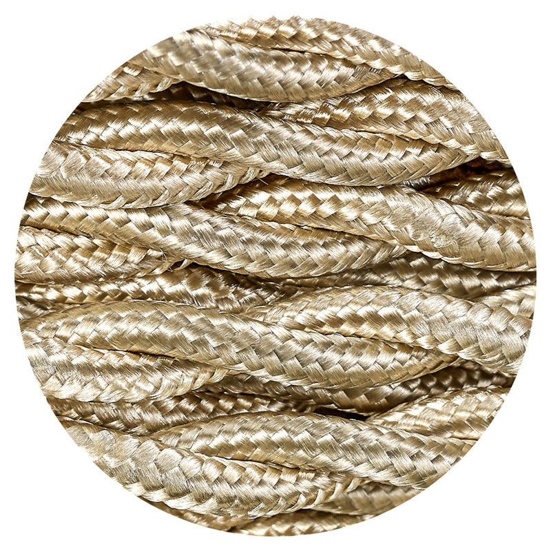 Deco Cavo 1m Pale Gold Braided Twisted 2 Core 0.75mm Cable VDE Approved (qty ordered will be supplied as one continuous length) • D0245