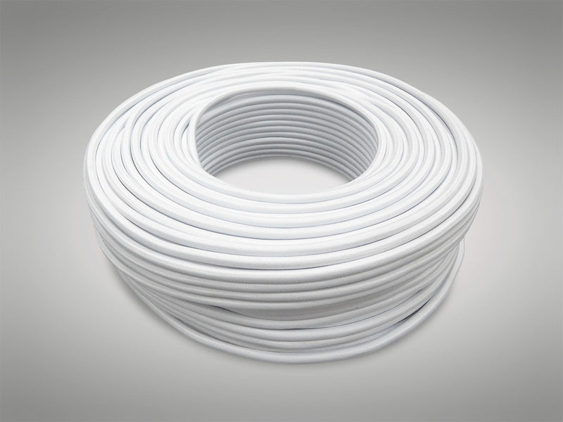 Deco Cavo 1m White Braided 3 Core 0.75mm Cable VDE Approved (qty ordered will be supplied as one continuous length) • D0423
