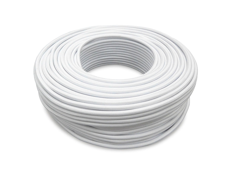 Deco Cavo 1m White Braided 3 Core 0.75mm Cable VDE Approved (qty ordered will be supplied as one continuous length) • D0423