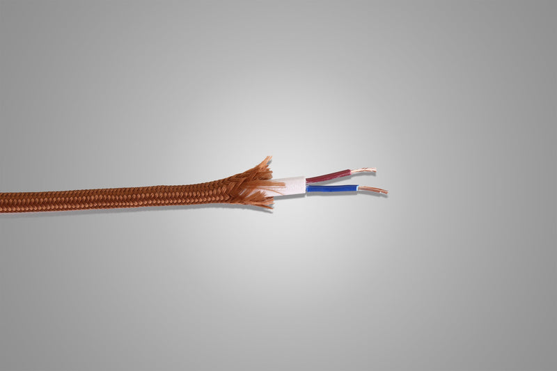 Deco Cavo 1m Dark Brown Braided 2 Core 0.75mm Cable VDE Approved (qty ordered will be supplied as one continuous length) • D0521