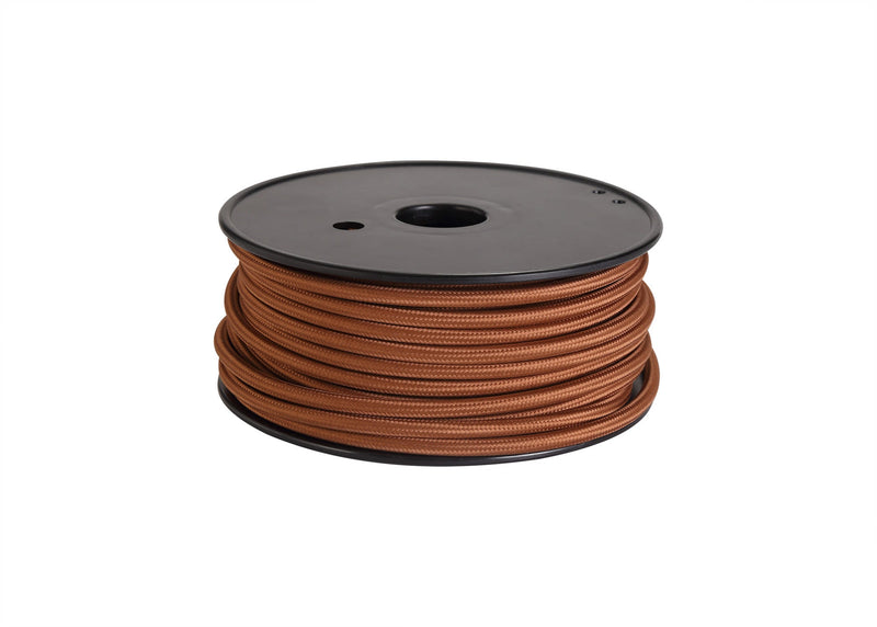 Deco Cavo 1m Dark Brown Braided 2 Core 0.75mm Cable VDE Approved (qty ordered will be supplied as one continuous length) • D0521