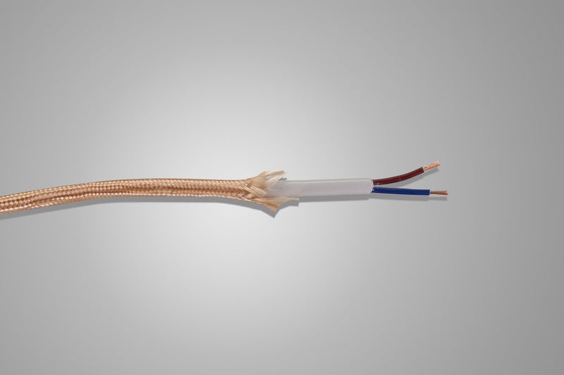 Deco Cavo 1m Rose Gold Braided 2 Core 0.75mm Cable VDE Approved (qty ordered will be supplied as one continuous length) • D0525