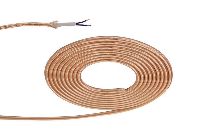 Deco Cavo 1m Rose Gold Braided 2 Core 0.75mm Cable VDE Approved (qty ordered will be supplied as one continuous length) • D0525