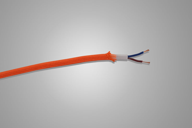 Deco Cavo 1m Orange Braided 2 Core 0.75mm Cable VDE Approved (qty ordered will be supplied as one continuous length) • D0526