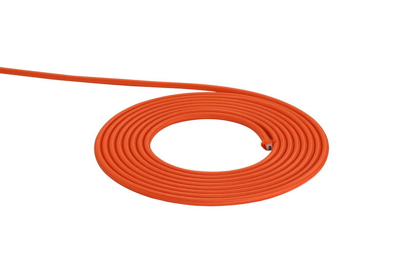 Deco Cavo 1m Orange Braided 2 Core 0.75mm Cable VDE Approved (qty ordered will be supplied as one continuous length) • D0526