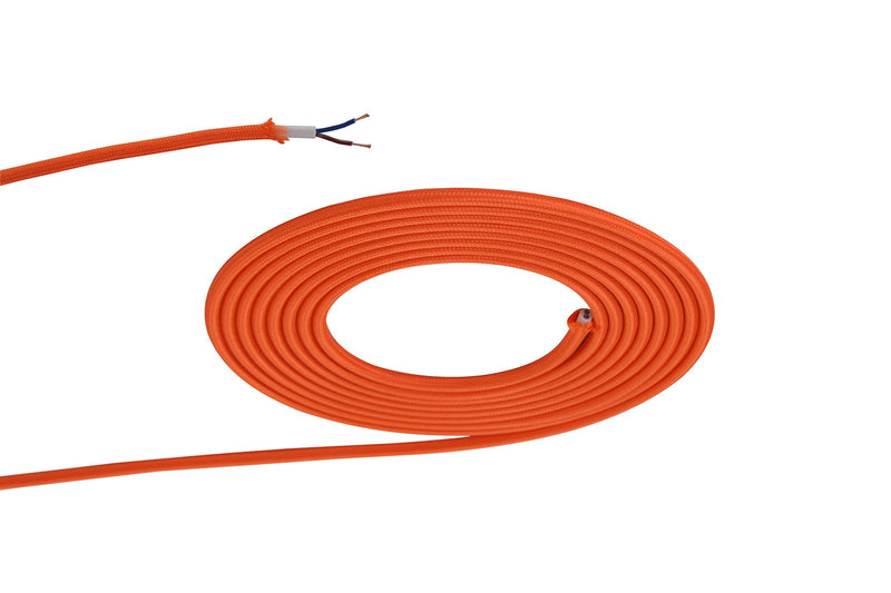 Deco Cavo 1m Orange Braided 2 Core 0.75mm Cable VDE Approved (qty ordered will be supplied as one continuous length) • D0526