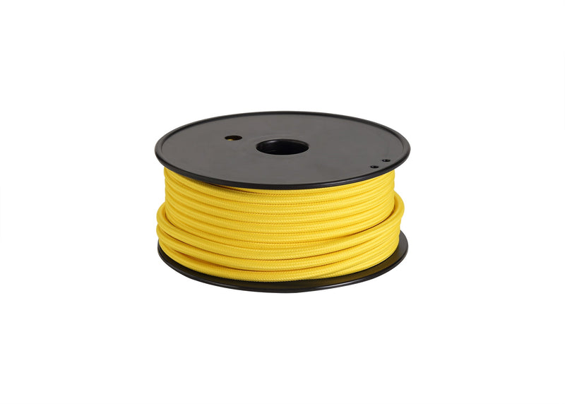 Deco Cavo 1m Yellow Braided 2 Core 0.75mm Cable VDE Approved (qty ordered will be supplied as one continuous length) • D0527