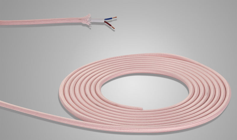 Deco Cavo 1m Pink Braided 2 Core 0.75mm Cable VDE Approved (qty ordered will be supplied as one continuous length) • D0528
