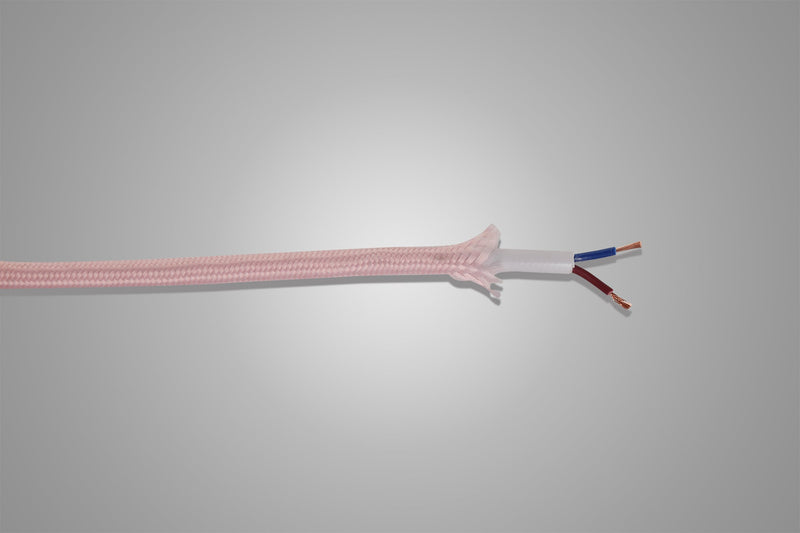 Deco Cavo 1m Pink Braided 2 Core 0.75mm Cable VDE Approved (qty ordered will be supplied as one continuous length) • D0528