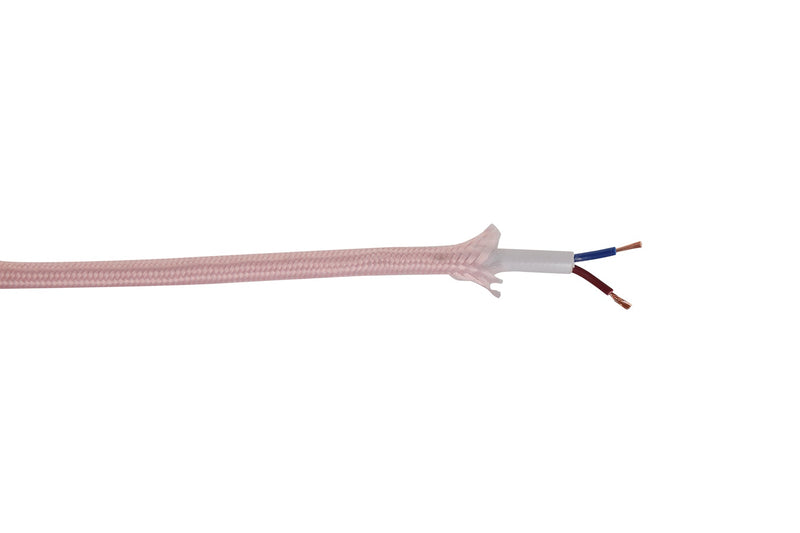 Deco Cavo 1m Pink Braided 2 Core 0.75mm Cable VDE Approved (qty ordered will be supplied as one continuous length) • D0528